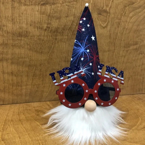 Fireworks Gnome Red White Blue Stars Stripes Sunglasses Gift July 4th Decor - Picture 3 of 4